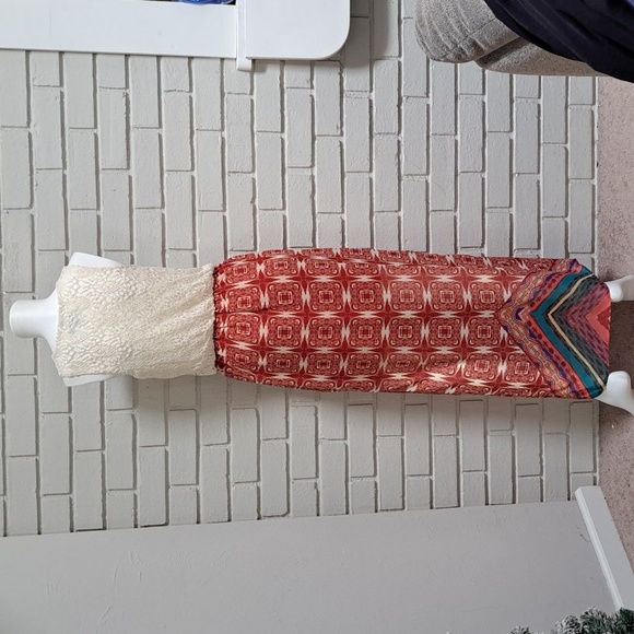 City Triangles Lace Tie Front Sleeveless Boho Maxi Dress. Size Medium - Picture 7 of 11